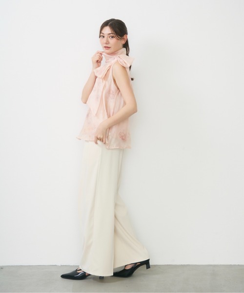 Lunea(ルネア)の「サイドリボンシアートップス/ side ribbon sheer top(シャツ/ブラウス・レディース・アイボリー/ピンク/ブラック/イエロー・FREE)」の10枚目の写真