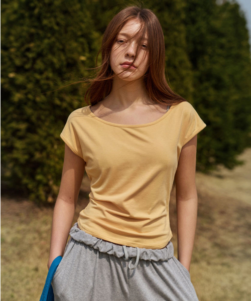 DEVIWEAR（デヴィウェア）の「クンクンキャップスリーブT DEVI-K0001-イエロー（Tシャツ/カットソー・レディース・イエロー・SMALL/MEDIUM）」の2枚目の写真