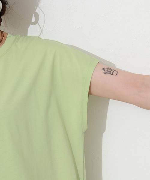 Re:EDIT(リエディ)の「シルケットコットンフレンチスリーブチュニック(Tシャツ/カットソー・レディース・オレンジ/グリーン/ピンク・M)」の15枚目の写真