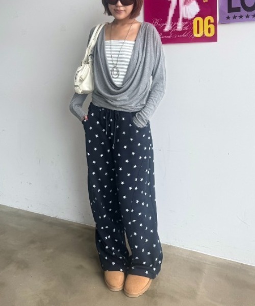 SHAGGIE(シャギー)の「ボーダーチューブトップ付きカシュクールルーズトップス(Tシャツ/カットソー・レディース・ブラック/グレー/ホワイト・FREE)」の12枚目の写真
