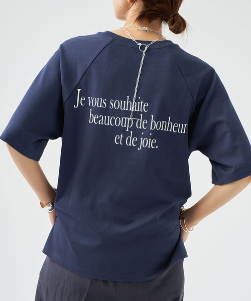 VERMEIL par iena(ヴェルメイユパーイエナ)の「BACK PRINT Tシャツ(Tシャツ/カットソー・レディース・ネイビー/ピンク・FREE)」の3枚目の写真
