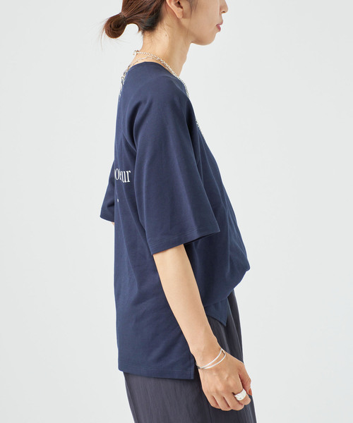 VERMEIL par iena(ヴェルメイユパーイエナ)の「BACK PRINT Tシャツ(Tシャツ/カットソー・レディース・ネイビー/ピンク・FREE)」の5枚目の写真