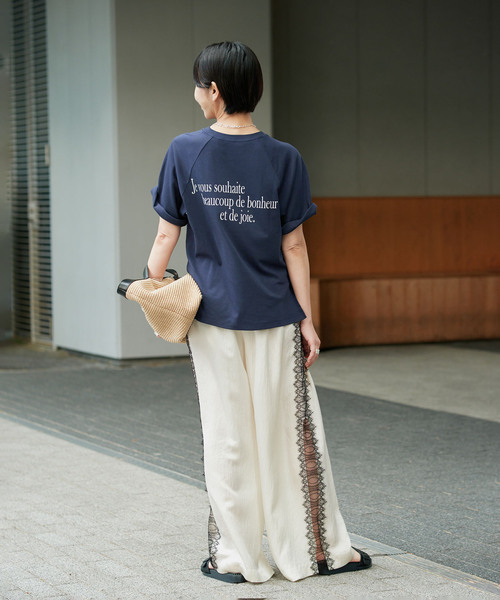 VERMEIL par iena(ヴェルメイユパーイエナ)の「BACK PRINT Tシャツ(Tシャツ/カットソー・レディース・ネイビー/ピンク・FREE)」の10枚目の写真