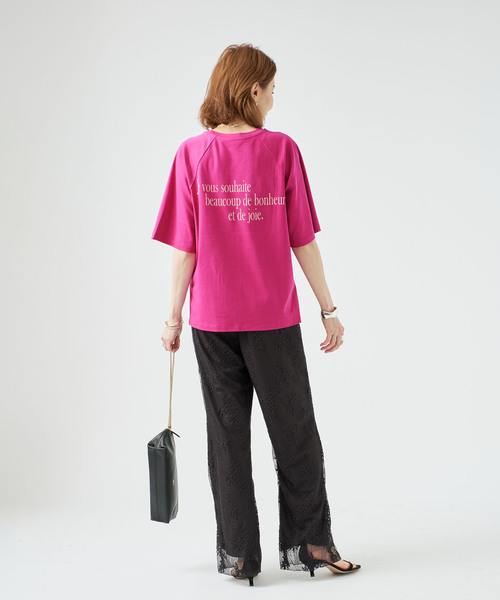 VERMEIL par iena(ヴェルメイユパーイエナ)の「BACK PRINT Tシャツ(Tシャツ/カットソー・レディース・ネイビー/ピンク・FREE)」の16枚目の写真