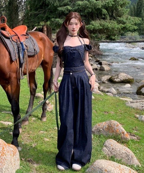 FAVORITO(ファヴォリート)の「デニムトップスワイドパンツセットアップ(セットアップ・レディース・ブルー・XL/L/M/S)」の10枚目の写真