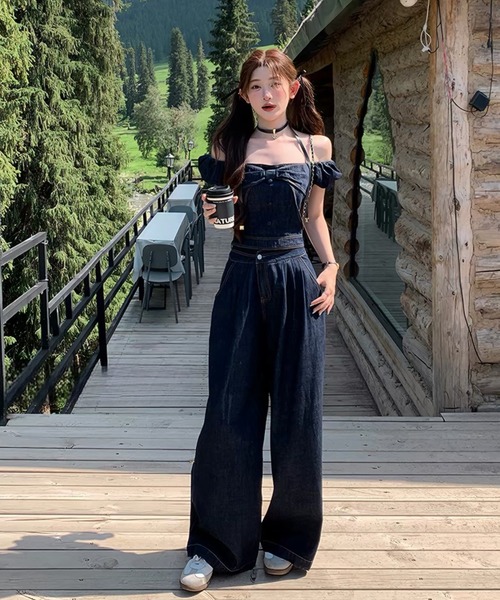 FAVORITO(ファヴォリート)の「デニムトップスワイドパンツセットアップ(セットアップ・レディース・ブルー・XL/L/M/S)」の12枚目の写真