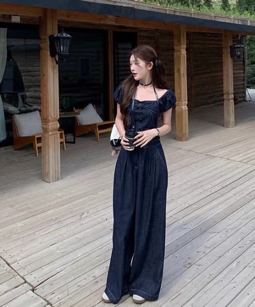 FAVORITO(ファヴォリート)の「デニムトップスワイドパンツセットアップ(セットアップ・レディース・ブルー・XL/L/M/S)」の13枚目の写真