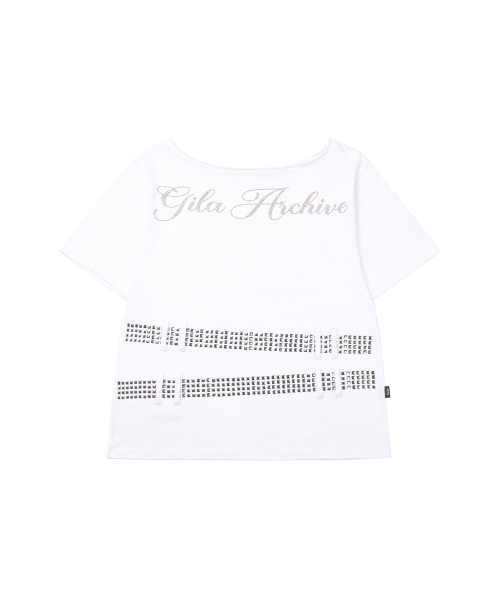 GILAARCHIVE（ギラアーカイブ）の「SQUARE STUD BELT ONE SHOULDER T-SHIRTS_WHITE（Tシャツ/カットソー・レディース・その他・FREE）」の5枚目の写真
