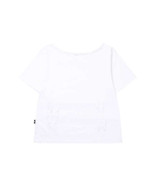GILAARCHIVE（ギラアーカイブ）の「SQUARE STUD BELT ONE SHOULDER T-SHIRTS_WHITE（Tシャツ/カットソー・レディース・その他・FREE）」の6枚目の写真