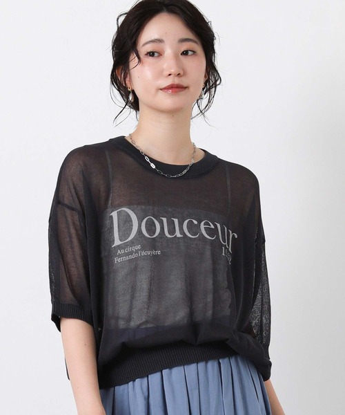 Gready Brilliant(グレディブリリアン)の「Doucerシアーニット(ニット/セーター・レディース・ライトグレー/チャコールグレー・38)」の2枚目の写真