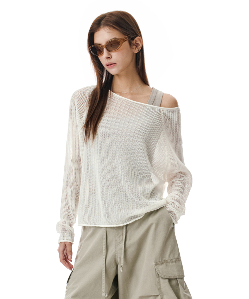 SECONDMONO（セカンドモノローグ）の「Openwork Boat Neck Knit [IVORY]_SEWKT010IVORY（ニット/セーター・レディース・その他・F）」の3枚目の写真