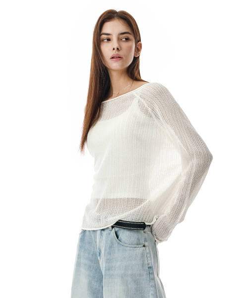 SECONDMONO（セカンドモノローグ）の「Openwork Boat Neck Knit [IVORY]_SEWKT010IVORY（ニット/セーター・レディース・その他・F）」の4枚目の写真