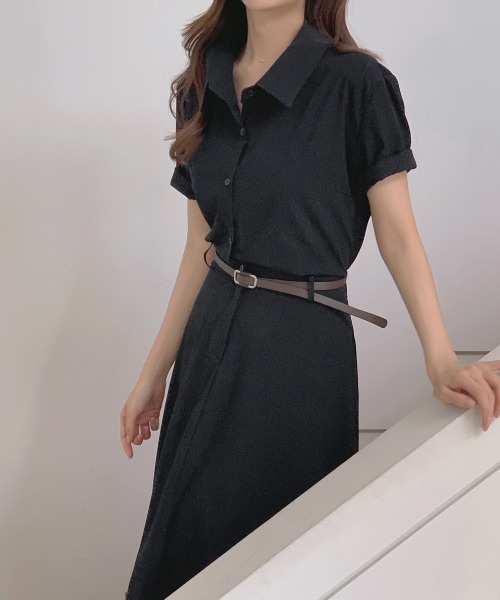 FAVORITO(ファヴォリート)の「ベルト付き襟付きシャツワンピース(シャツワンピース・レディース・ベージュ/ネイビー・F)」の14枚目の写真