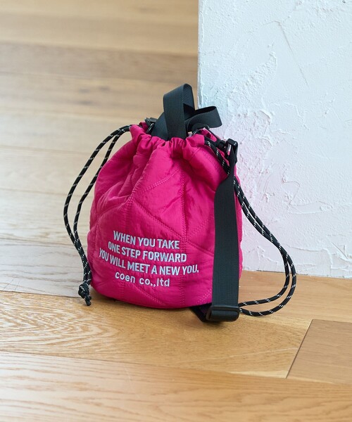 coen(コーエン)の「【新型登場】ロゴ刺繍キカキルト 2way巾着ショルダーバッグ(ショルダーバッグ・レディース・コバルトブルー/その他7/オリーブ/シルバー/ブラック/その他4・FREE)」の6枚目の写真