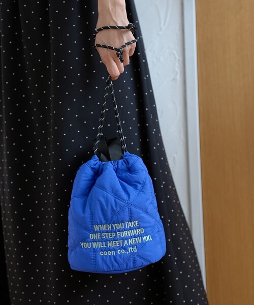 coen(コーエン)の「【新型登場】ロゴ刺繍キカキルト 2way巾着ショルダーバッグ(ショルダーバッグ・レディース・コバルトブルー/その他7/オリーブ/シルバー/ブラック/その他4・FREE)」の13枚目の写真