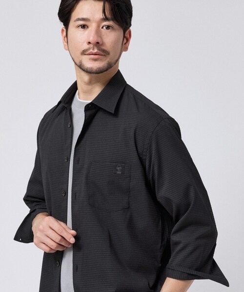 TAKEO KIKUCHI(タケオキクチ)の「【日本製】DotAir(R)サッカー7分袖シャツ(シャツ/ブラウス・メンズ・ブラック/ブルー/カーキ・02/03/04)」の16枚目の写真