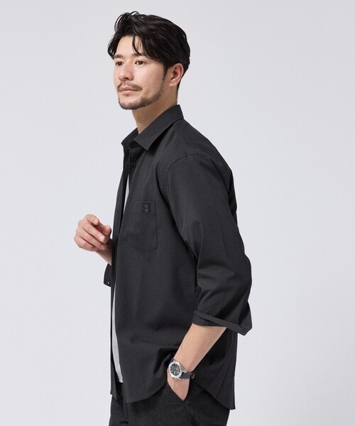 TAKEO KIKUCHI(タケオキクチ)の「【日本製】DotAir(R)サッカー7分袖シャツ(シャツ/ブラウス・メンズ・ブラック/ブルー/カーキ・02/03/04)」の17枚目の写真