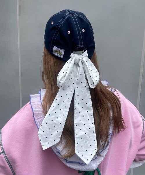 HELLO.SANFRANCISCO(ハローサンフランシスコ)の「【HELLO.SANFRANCISCO】スパンコールロゴリボンキャップ(キャップ・レディース・ピンク/イエロー/ネイビー・ONE SIZE)」の6枚目の写真