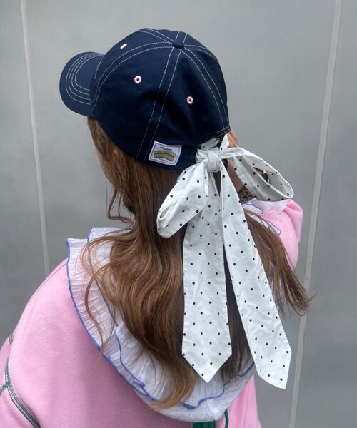 HELLO.SANFRANCISCO(ハローサンフランシスコ)の「【HELLO.SANFRANCISCO】スパンコールロゴリボンキャップ(キャップ・レディース・ピンク/イエロー/ネイビー・ONE SIZE)」の7枚目の写真