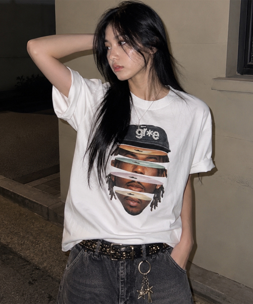 GRAVER ORDINARY（グレイバーオーディナリー）の「[ODNR UNISEX]フェイスグレ半袖Tシャツ_2カラー（Tシャツ/カットソー・レディース・ホワイト/ブラック・SMALL/MEDIUM/LARGE）」の4枚目の写真