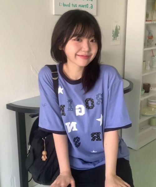 ROGIN N ROSIE(ロギンエンロージー)の「Logo Spell Point Starry Ringer T-shirt Blue(Tシャツ/カットソー・レディース・その他・FREE)」の7枚目の写真