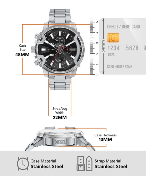 DIESEL（ディーゼル）の「ディーゼル 腕時計 メンズ アナログ ステンレス DZ4727（アナログ腕時計・メンズ・シルバー・FREE）」の5枚目の写真