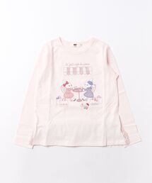 KP | mimiちゃんアップリケ シアーツイードフリル 長袖Tシャツ(Tシャツ/カットソー)