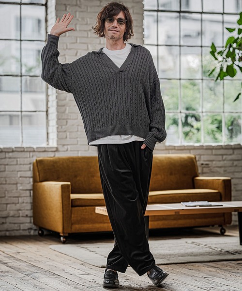 CAMBIO(カンビオ)の「mp15322- Velour Balloon Two Tuck Pants バルーン2タックパンツ(CAM26AW-002)(その他パンツ・メンズ・ブラック/グリーン/チャコール・S/M/L)」の7枚目の写真