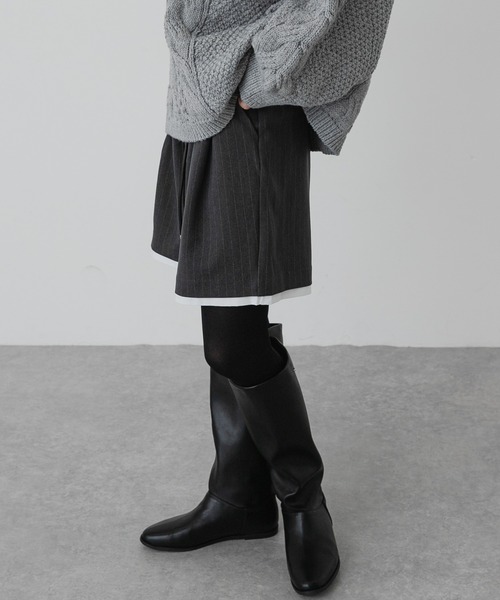 SENSE OF PLACE by URBAN RESEARCH(センスオブプレイスバイアーバンリサーチ)の「『イージーケア』レイヤードヘムショートパンツ(その他パンツ・レディース・グレー系その他/ブラック・MEDIUM/SMALL)」の5枚目の写真