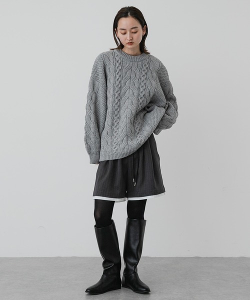 SENSE OF PLACE by URBAN RESEARCH(センスオブプレイスバイアーバンリサーチ)の「『イージーケア』レイヤードヘムショートパンツ(その他パンツ・レディース・グレー系その他/ブラック・MEDIUM/SMALL)」の8枚目の写真