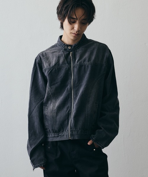 Shoowtime(ショウタイム)の「Vintage-Like Denim Short Blouson / ヴィンテージライクデニムショートブルゾン(デニムジャケット・メンズ・ブラック・MEDIUM/X-LARGE/LARGE)」の3枚目の写真