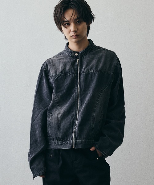 Shoowtime(ショウタイム)の「Vintage-Like Denim Short Blouson / ヴィンテージライクデニムショートブルゾン(デニムジャケット・メンズ・ブラック・MEDIUM/X-LARGE/LARGE)」の4枚目の写真