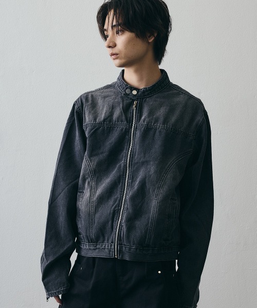 Shoowtime(ショウタイム)の「Vintage-Like Denim Short Blouson / ヴィンテージライクデニムショートブルゾン(デニムジャケット・メンズ・ブラック・MEDIUM/X-LARGE/LARGE)」の5枚目の写真
