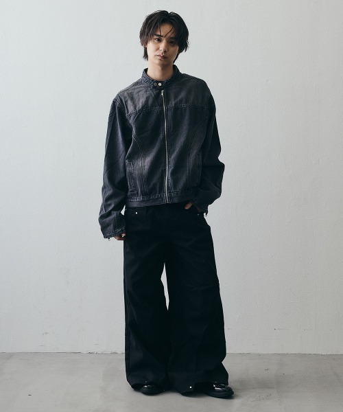 Shoowtime(ショウタイム)の「Vintage-Like Denim Short Blouson / ヴィンテージライクデニムショートブルゾン(デニムジャケット・メンズ・ブラック・MEDIUM/X-LARGE/LARGE)」の10枚目の写真