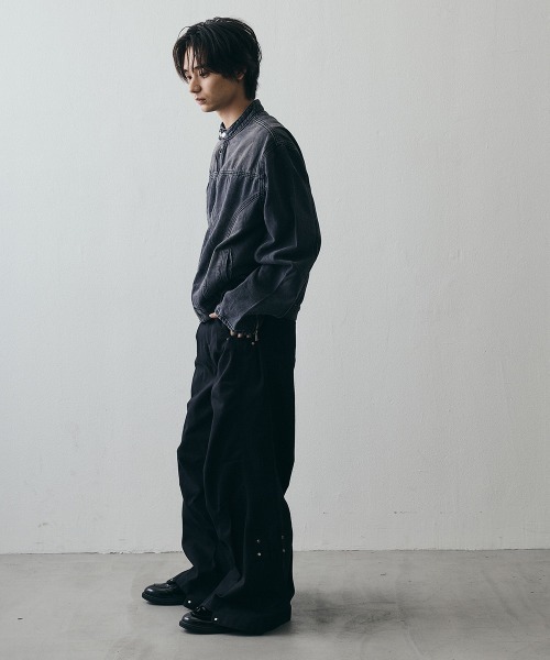 Shoowtime(ショウタイム)の「Vintage-Like Denim Short Blouson / ヴィンテージライクデニムショートブルゾン(デニムジャケット・メンズ・ブラック・MEDIUM/X-LARGE/LARGE)」の12枚目の写真
