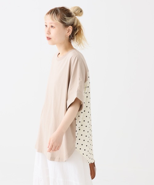 HEART MARKET(ハートマーケット)の「後ろ釦布帛切替チュニック(Tシャツ/カットソー・レディース・グレイッシュベージュ/ダークパープル/チャコール/ブラック・FREE)」の1枚目の写真