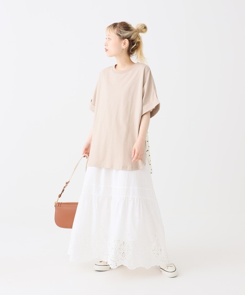 HEART MARKET(ハートマーケット)の「後ろ釦布帛切替チュニック(Tシャツ/カットソー・レディース・グレイッシュベージュ/ダークパープル/チャコール/ブラック・FREE)」の13枚目の写真