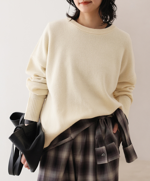 JOURNAL STANDARD（ジャーナルスタンダード）の「COLLINSVILLE クルーネックプルオーバー（ニット/セーター・レディース・チャコールグレー/イエロー/アイボリー・FREE）」の3枚目の写真