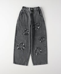 VIVIAN BLUE | 《110-160cm展開》フラワーアップリケカーブデニムパンツ(その他パンツ)