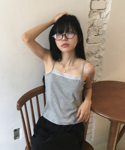 SLEEKGLOW（スリック グロウ）の「Dot Lace Sleeveless[Gray]（Tシャツ/カットソー・レディース・その他・FREE）」の3枚目の写真