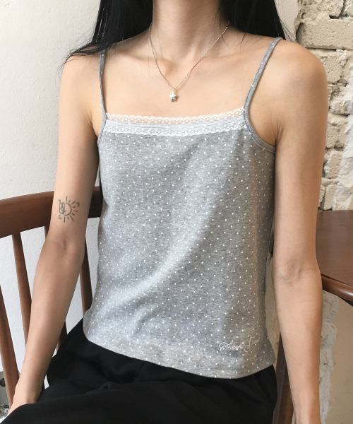 SLEEKGLOW（スリック グロウ）の「Dot Lace Sleeveless[Gray]（Tシャツ/カットソー・レディース・その他・FREE）」の4枚目の写真
