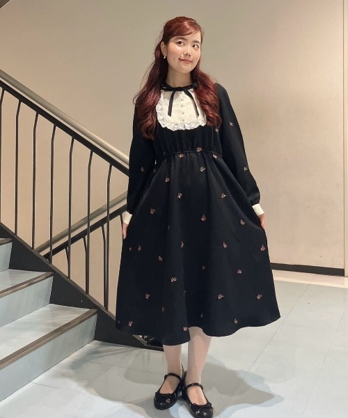 F i.n.t（フィント）の「プチローズ刺繍レースヨークワンピース/fint フィント（ワンピース・レディース・ブラウン/ブラック・FREE）」の9枚目の写真