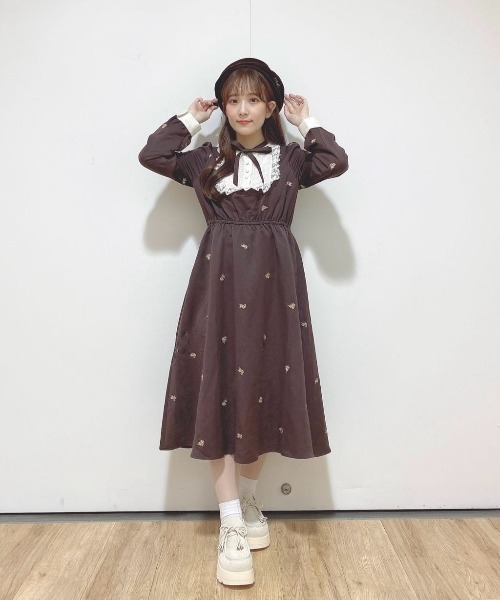 F i.n.t（フィント）の「プチローズ刺繍レースヨークワンピース/fint フィント（ワンピース・レディース・ブラウン/ブラック・FREE）」の11枚目の写真