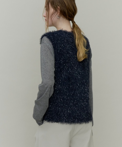 Plumel(プルメル)の「Long lame Shaggy Knit Vest / ロングラメシャギーニットベスト(ベスト・レディース・ネイビー/グレー/アイボリー・MEDIUM)」の22枚目の写真