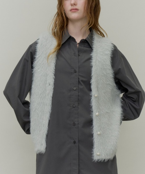 Plumel(プルメル)の「Long lame Shaggy Knit Vest / ロングラメシャギーニットベスト(ベスト・レディース・ネイビー/グレー/アイボリー・MEDIUM)」の11枚目の写真
