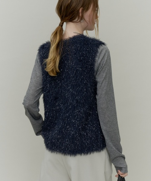Plumel(プルメル)の「Long lame Shaggy Knit Vest / ロングラメシャギーニットベスト(ベスト・レディース・ネイビー/グレー/アイボリー・MEDIUM)」の21枚目の写真