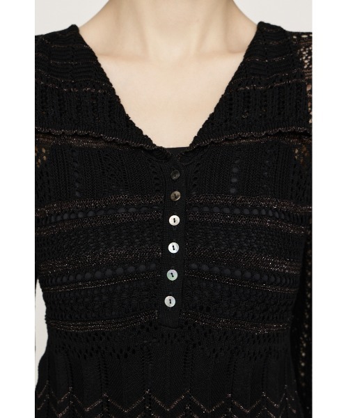 SLY(スライ)の「CROCHET KNIT S/OP クロシェニットショートワンピース 秋服(ワンピース・レディース・ブラック/ネイビー・FREE)」の7枚目の写真