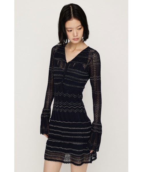 SLY(スライ)の「CROCHET KNIT S/OP クロシェニットショートワンピース 秋服(ワンピース・レディース・ブラック/ネイビー・FREE)」の12枚目の写真
