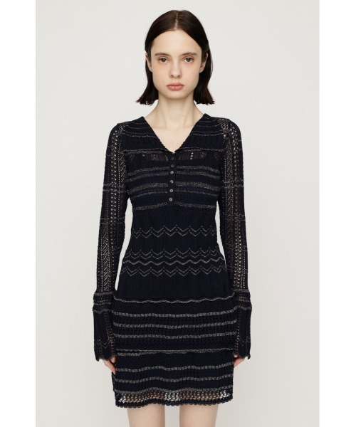 SLY(スライ)の「CROCHET KNIT S/OP クロシェニットショートワンピース 秋服(ワンピース・レディース・ブラック/ネイビー・FREE)」の13枚目の写真
