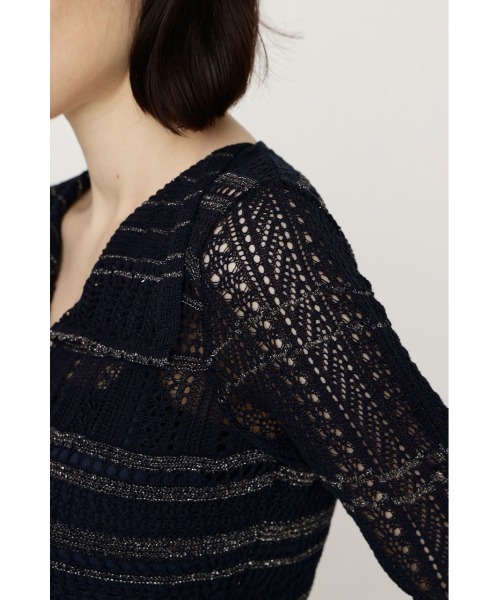 SLY(スライ)の「CROCHET KNIT S/OP クロシェニットショートワンピース 秋服(ワンピース・レディース・ブラック/ネイビー・FREE)」の17枚目の写真